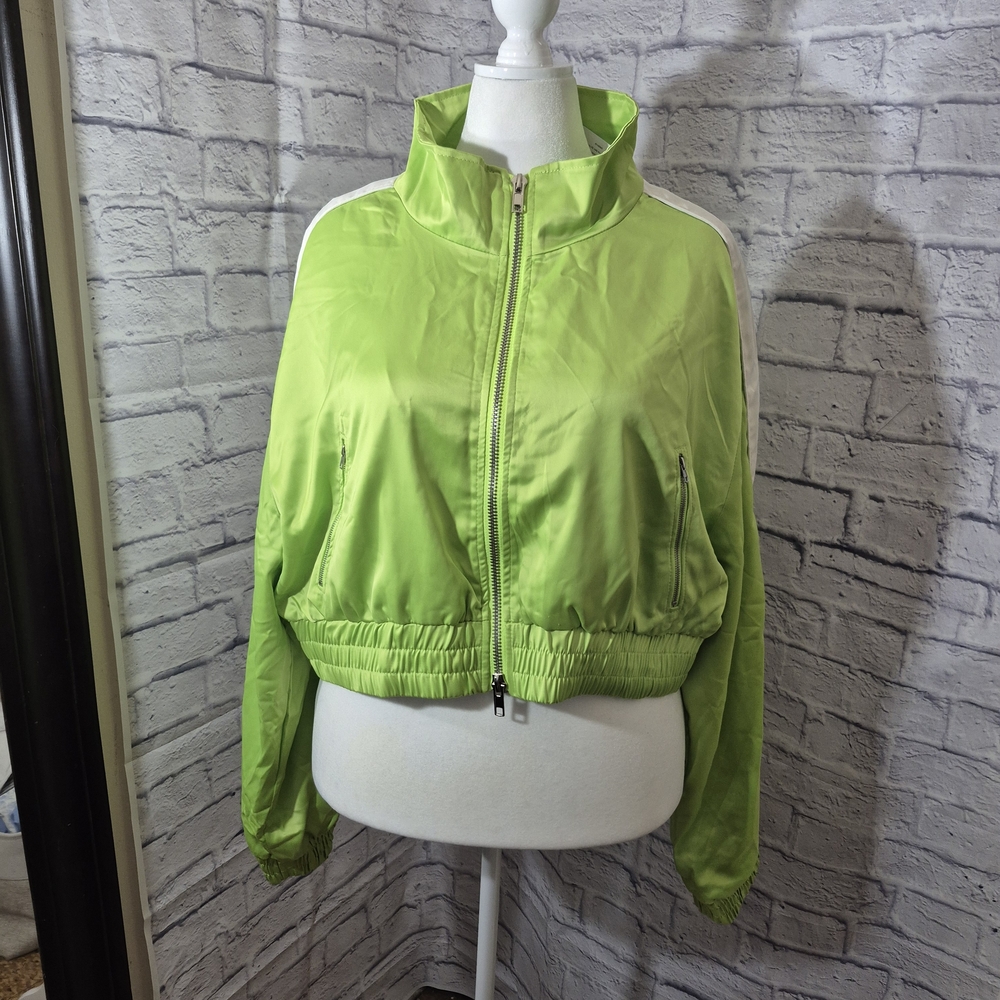Nasty Gal Lime Cropped Bomber Jacket
